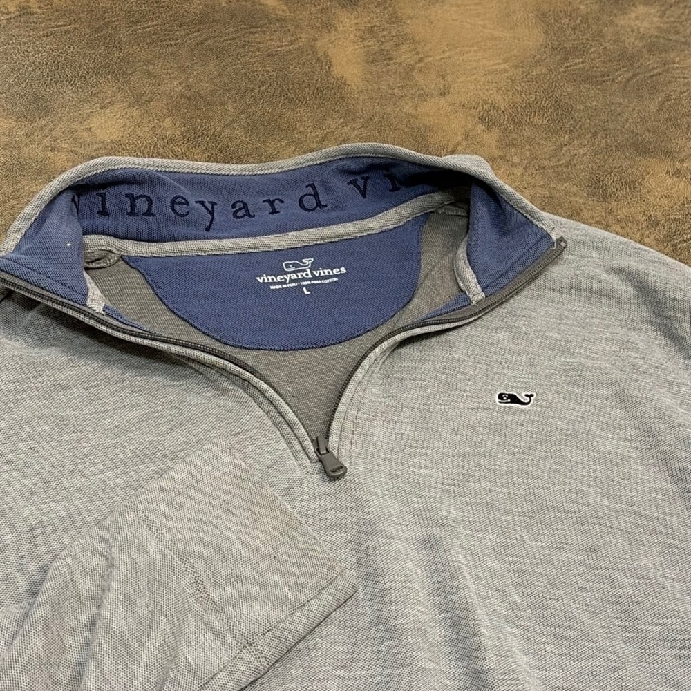 Vineyard Vines Quarter-Zip Pullover Mens L Gray Pima Cotton 1K1154